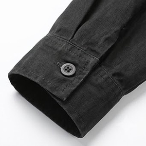Chemise de travail noire à manches longues pour homme, en coton respirant, uniforme de travail - Product Image 4