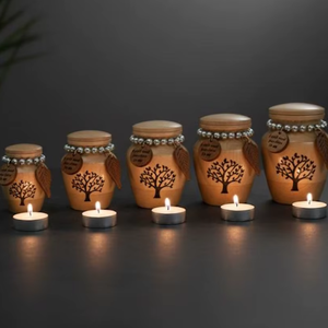 Urne funéraire en bois pour animaux de compagnie, pot commémoratif personnalisé gravé avec l'arbre de vie, vase décoratif de table pour hommage - Product Image 2