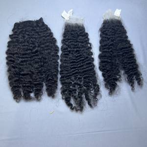 Cutícula de textura caliente alineada, cabello crudo de alta calidad, máquina de trama Genius rizada birmana negra, paquete de doble dibujado de Qhair - Product Image 4