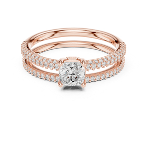 แหวนแต่งงานเพชรทรงกลมเพาะเลี้ยงในห้องปฏิบัติการทองคำขาว 14K สำหรับผู้หญิง |   เพชรที่เพิ่งเพาะเลี้ยง - Product Image 2