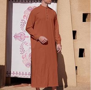 Túnica Holgada Extra Grande para Hombre, Estilo Dubai, Color Liso, Ropa Musulmana Islámica Marroquí, Thobe Daffah Étnico, Transpirable - Product Image 3