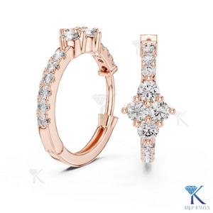 Lab Grown CVD HPHT Diamond Cluster <b>Huggie</b> Hoop Earrings Pave 14K <b>Solid</b> <b>Gold</b> Luxury Women Wedding Bridal Jewelry KRUP JEWELS - Product Image 4