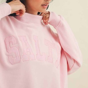 Salty Wholesale Heavyweight <b>Mock</b> <b>Neck</b> Sweatshirt Cotton Fleece Chenille Patch Embroidery Unisex College Wear - Product Image 4