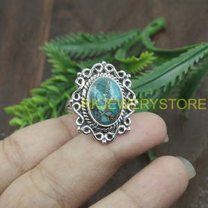 Natural Blue Copper Turquoise <b>Ring</b> 925 Sterling Silver Handmade Vintage Statement Jewelry Boho Gift for Her Anniversary gift <b>men</b> - Product Image 4