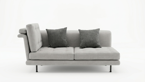 โซฟาผ้ารูปตัว L โครงไม้สไตล์มินิมอล พร้อมพนักพิงแบบ Tufted และที่วางแขนแบบโค้งมน เฟอร์นิเจอร์สำหรับห้องนั่งเล่น 3 ที่นั่ง - Product Image 4