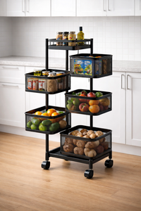 Rotatable Lightweight Metal 5-Tier Movable <b>Kitchen</b> <b>Storage</b> Rack with Customizable Design Easy Assembly EDPRMS000 - Product Image 2