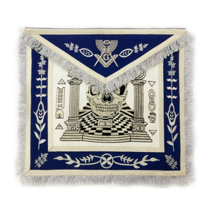 Delantal Masónico Personalizado de Cuero PU Hecho a Mano, Ecológico y Duradero, con Flecos de Hilos Plateados, para Logia Azul Budista - Product Image 1