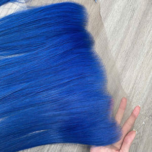 ผมแท้สีน้ำเงินโอเชียนบลูแบบตรงธรรมชาติ คุณภาพสูง ขายส่ง ผมมนุษย์แท้ 100% - Product Image 4