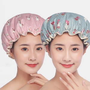 Bonnet de Douche Double Couche, Réutilisable, Imperméable en PVC pour Femme, Protection Écologique des Cheveux pour la Douche, la Cuisine et le Sommeil - Product Image 1