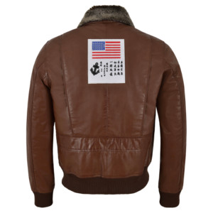 <b>Smart</b> Range Leather Custom 100% Genuine Napa Leather Brown <b>Mens</b> Aviator Bomber <b>Jacket</b> Blouson Toop Gunn YKK Zips Patchwork - Product Image 4