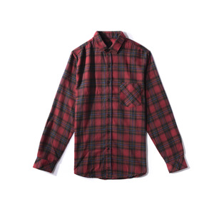 Chemises à manches longues en coton à carreaux rouges fantaisie, confortables et chaudes, pour hommes, chemise en flanelle à carreaux - Product Image 1