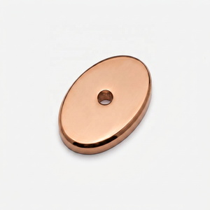 Modern Oval Brass Backplate Furniture Handle <b>Knob</b> Minimalist Design <b>Copper</b> Finish Multi-Function Durable Wardrobe Door Dresser - Product Image 1