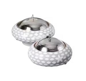 Recipiente para Calentar Comida Estilo Buffet, Redondo, de Acero Inoxidable Martillado Vintage con Tapa, para Hoteles, Bodas y Servicios de Catering - Product Image 5