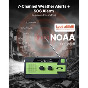 Radio Meteorológica de Emergencia con Batería de 4000mAh, Manivela Solar, FM/AM/WB/NOAA, Alerta, Cable de Carga USB, Alarma SOS, Equipo de Supervivencia y Seguridad - Product Image 3