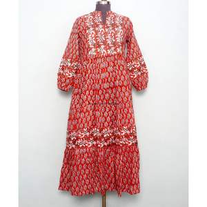 Summer Vintage Design Floral Print Short Sleeve New <b>Dress</b> Women Casual Cotton Midi Belt <b>Dresses</b> Wholesale and Manufacture - Product Image 1