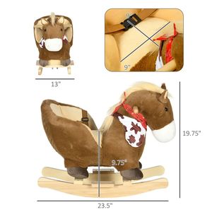 Dondolo in legno a forma di pony con suono, ispirato a un pony con sciarpa, giocattolo cavalcabile per bambini - Product Image 3