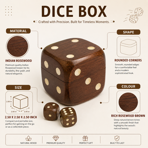Caja de Almacenamiento para Dados Hecha a Mano en India con Incrustaciones de Latón y Madera de Palisandro |   Estuche Organizador de Dados de Madera de Lujo |   Accesorio Decorativo para Juegos, Regalo - Product Image 6