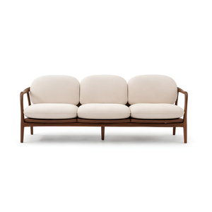 Sofá de 3 Plazas de Madera de Teca Sólida de Lujo, Muebles Modernos para Sala de Estar de Hotel o Apartamento, Sofá con Estructura de Madera Tapizada - Product Image 3