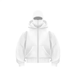 Sweat-shirt à capuche zippé rouge uni épais personnalisé, style streetwear oversize avec poche kangourou et cagoule intégrée - Product Image 6