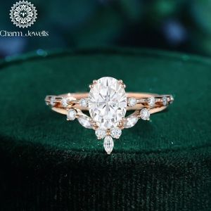 Charm Jewells Cushion Cut Moissanite Engagement <b>Ring</b> Rose Gold Plated Prong Setting Romantic Flower Design Silver Women's - Product Image 1