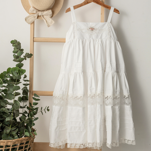 Alula Girls' <b>White</b> Sleeveless Neckless Dress Hand Embroidered Flower <b>Lace</b> for Trendy Summer Party Collection - Age 12 - Product Image 6