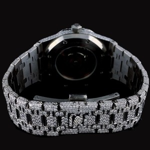 Montre en diamant Moissanite au design unique pour les couples, ensemble de montres de luxe assorties avec montre Hip Hop personnalisée brillante - Product Image 5