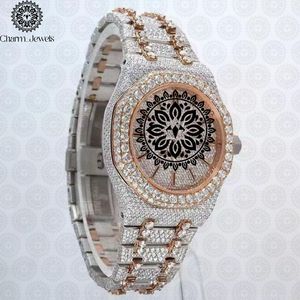 Montre de luxe pour homme Charm Jewels, boîtier en acier inoxydable, incrustation de diamants, mouvement mécanique analogique, 40 mm, verre saphir, bracelet 10 - Product Image 3