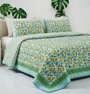 Vintage Handmade Reversible Cotton Quilt Hand <b>Block</b> Floral Printed Design <b>Bed</b> Quilt for Hotel Use Buy Direct Supplier - Product Image 1