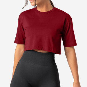 Camiseta Deportiva sin Costuras para Mujer, Diseño de Top Corto, Talla Grande, Ropa Deportiva de Verano, Color Sólido, Hombros Caídos - Product Image 5