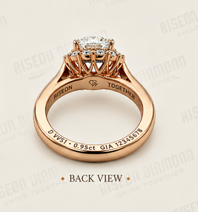 Classic Halo Diamond Engagement <b>Ring</b> Rose Gold Brilliant Round Cut Cluster Accent Modern Luxury Bridal <b>Fine</b> Jewelry Gift - Product Image 4