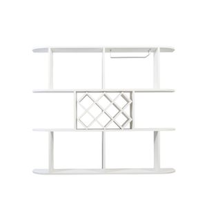 Grand porte-vin mural rustique à 3 niveaux, étagère de rangement multifonctionnelle en bois avec porte-verres pour collection de vins - Product Image 4