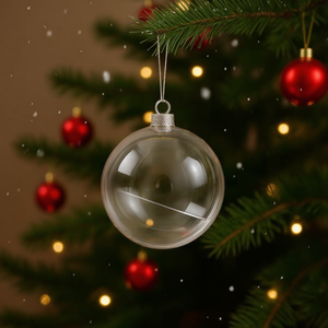 Palla Trasparente ILAN 12cm, Ornamento Chiaro per Decorazioni Natalizie - Product Image 2