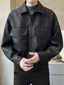 2026 Leather Jacket Men's Spring and Autumn Coat Korean Version Top High-quality Casual Leather Jacket Custom Embroidery Option - Product Image 3