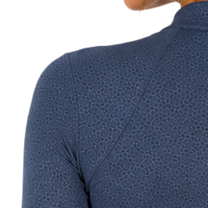 Camiseta de equitación para mujer, azul pizarra, estampada, de manga larga, con cremallera de un cuarto, elástica y transpirable - Product Image 6