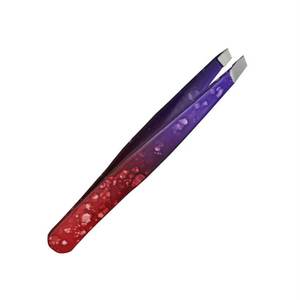 Pince à épiler de précision pour cils, en acier inoxydable, pointe lisse, manche dégradé rouge-violet - Product Image 6