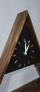Triangle Wooden Wall <b>Clock</b> Digital <b>Battery</b> Powered Hanging Decorative Feng Shui Design for Living Room Entryway - Product Image 4