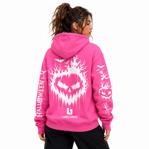 Custom Halloween Streetwear Full <b>Zip</b> Hoodie Heavyweight <b>Hooded</b> Jacket with Vintage Skull Ghost Pumpkin Graphic Design for Women - Product Image 4