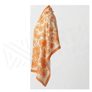 NORTH APHRODITE Foulard carré en soie pour femme, imprimé floral, élégant, multifonctionnel, accessoire de mode toutes saisons, haute qualité - Product Image 1
