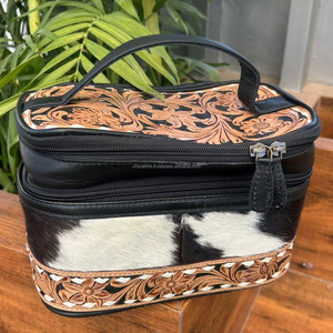 Wholesale Portable Women Makeup Box Toiletry <b>Bag</b> Genuine Cowhide Leather Jewelry Case Organizer Travel Cosmetic <b>Bags</b> with Handle - Product Image 3