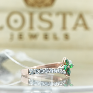 Anillos vintage de piedras coloridas y diamantes redondos laterales, nuevos conceptos de anillos abiertos, joyería chapada en oro, anillos apilables, regalo para mujeres. - Product Image 3