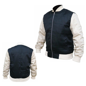 Vintage Style Wool Varsity <b>Jacket</b> with Leather Sleeves Stand Collar Solid Unisex Letterman Bomber Urban Streetwear Trend Coat - Product Image 1
