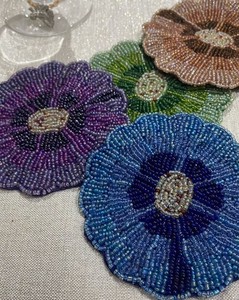 Decorative Seed Beaded <b>Coaster</b> <b>Set</b> For Restaurant Home Embroidery Table Protection Mat For Dining Coffee Tabletop Accessories - Product Image 1
