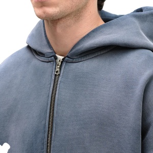 OEM 2025 Sweat à capuche unisexe en coton épais délavé à l'acide avec fermeture éclair à double extrémité Logo personnalisé Streetwear pour l'hiver - Product Image 5