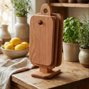 เขียงไม้ดีไซน์หรูหรา ของขวัญแต่งงานจากไม้แท้ เขียงไม้สำหรับใช้ในครัวเรือน - Product Image 1