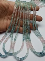 Perles de qualité supérieure en aquamarine naturelle multi-facettes, forme Heishi/coupe pneu, taille 5-5,50 mm, certifiées M.Y.GEMS Aigs, bijoux