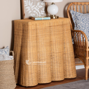 Mesa Consola Moderna de Ratán con Borde Festoneado, Ecológica, de Mimbre, Estrecha, para Entrada y Sala de Estar - Product Image 6