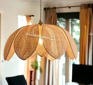<b>Bamboo</b> Handcrafted Rattan Pendant Light Irregular Shape Bohemian Style Ceiling Mount Home Decoration Plant Theme Indoor <b>Lamp</b> - Product Image 4