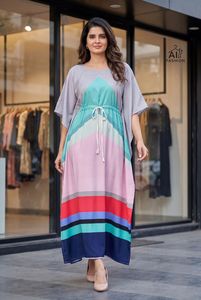 Dernière collection d'été : Kaftan en crêpe imprimé pour un style décontracté au quotidien et au bureau, coupe confortable pour toutes les femmes, prix avantageux. - Product Image 2