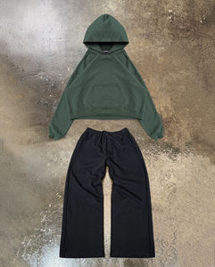 Conjunto de Sudadera con Capucha y Pantalones Deportivos Personalizados, Traje Deportivo con Bordado Desgastado, Apliques y Parches, Lavado Ácido, para Hombre y Mujer - Product Image 2