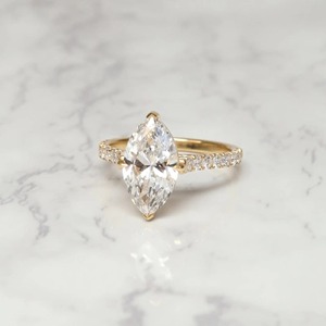 2 Carat Marquise Cut Moissanite Diamond <b>Ring</b> 925 <b>Silver</b> Gold Plated Modern Half <b>Eternity</b> Band Engagement Wedding <b>Ring</b> - Product Image 2